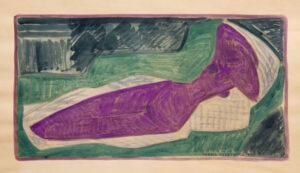 Hanna Krzetuska, bez tytułu, 1960, gwasz na papierze, wym. 61 x 34 cm